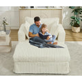 Chaise longue en velours côtelé surdimensionnée avec pouf et 2 oreillers – 121,4 cm