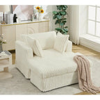 Chaise longue en velours côtelé surdimensionnée avec pouf et 2 oreillers – 121,4 cm