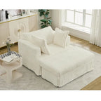 Chaise longue en velours côtelé surdimensionnée avec pouf et 2 oreillers – 121,4 cm