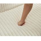 Chaise longue en velours côtelé surdimensionnée avec pouf et 2 oreillers – 121,4 cm