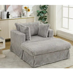Chaise longue en velours côtelé surdimensionnée avec pouf et 2 oreillers – 121,4 cm