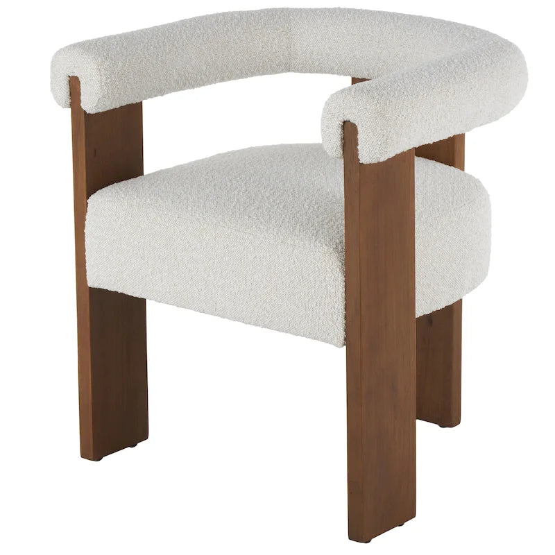 Fauteuil d'appoint incurvé en bouclette, style moderne du milieu du siècle – crème, entièrement assemblé