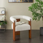 Fauteuil d'appoint incurvé en bouclette, style moderne du milieu du siècle – crème, entièrement assemblé
