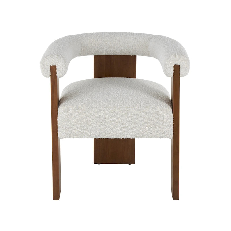 Fauteuil d'appoint incurvé en bouclette, style moderne du milieu du siècle – crème, entièrement assemblé
