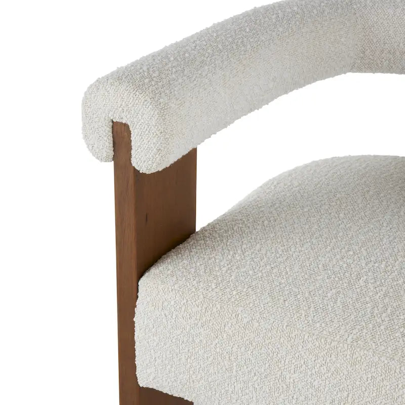 Fauteuil d'appoint incurvé en bouclette, style moderne du milieu du siècle – crème, entièrement assemblé