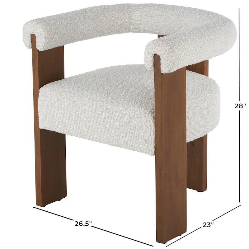 Fauteuil d'appoint incurvé en bouclette, style moderne du milieu du siècle – crème, entièrement assemblé
