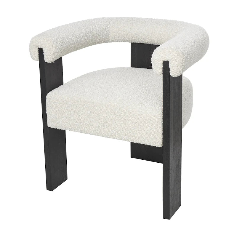 Fauteuil d'appoint incurvé en bouclette, style moderne du milieu du siècle – crème, entièrement assemblé