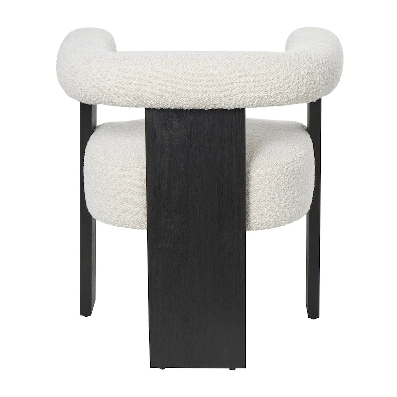 Fauteuil d'appoint incurvé en bouclette, style moderne du milieu du siècle – crème, entièrement assemblé
