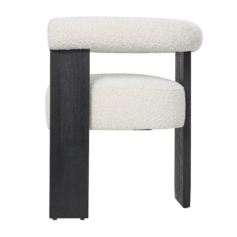 Fauteuil d'appoint incurvé en bouclette, style moderne du milieu du siècle – crème, entièrement assemblé