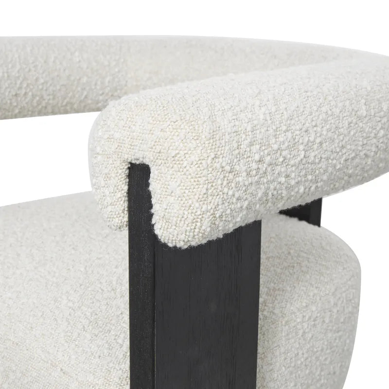 Fauteuil d'appoint incurvé en bouclette, style moderne du milieu du siècle – crème, entièrement assemblé