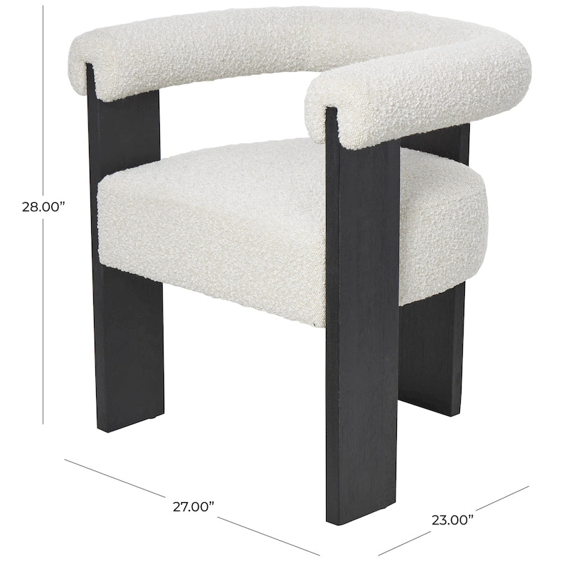 Fauteuil d'appoint incurvé en bouclette, style moderne du milieu du siècle – crème, entièrement assemblé