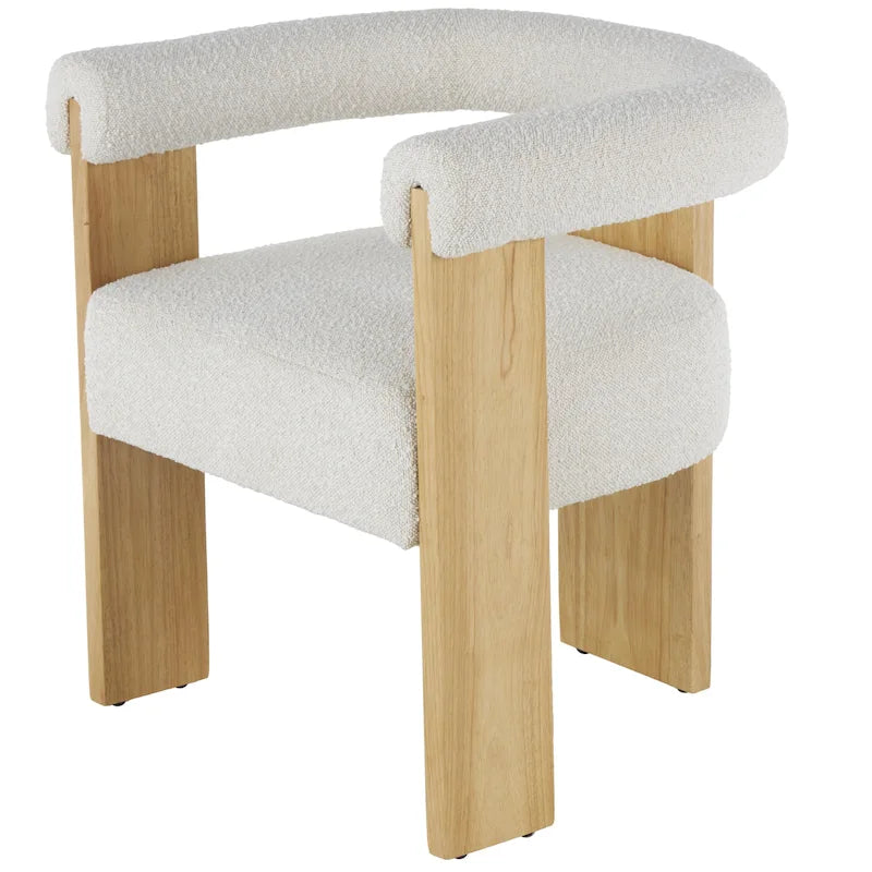 Fauteuil d'appoint incurvé en bouclette, style moderne du milieu du siècle – crème, entièrement assemblé
