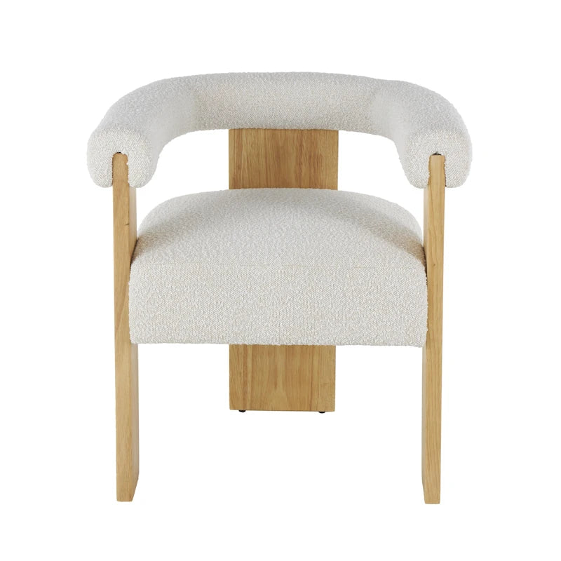 Fauteuil d'appoint incurvé en bouclette, style moderne du milieu du siècle – crème, entièrement assemblé