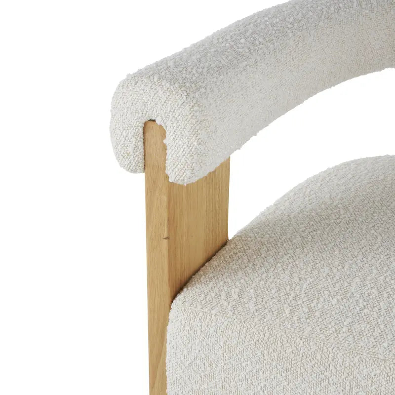 Fauteuil d'appoint incurvé en bouclette, style moderne du milieu du siècle – crème, entièrement assemblé