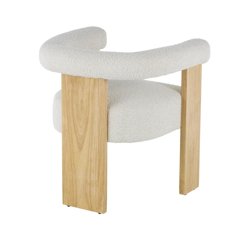Fauteuil d'appoint incurvé en bouclette, style moderne du milieu du siècle – crème, entièrement assemblé