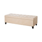 Banc de rangement en lin tufté Mission avec couvercle relevable – 128,27 cm de large