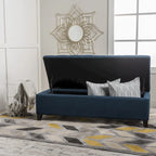 Banc de rangement en lin tufté Mission avec couvercle relevable – 128,27 cm de large