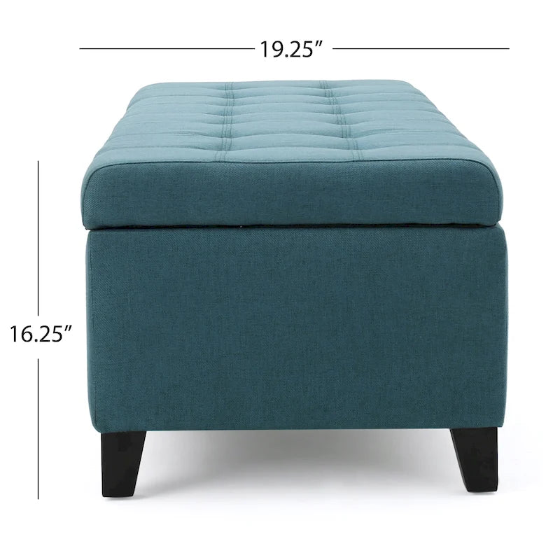 Banc de rangement en lin tufté Mission avec couvercle relevable – 128,27 cm de large