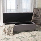 Banc de rangement en lin tufté Mission avec couvercle relevable – 128,27 cm de large