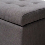 Banc de rangement en lin tufté Mission avec couvercle relevable – 128,27 cm de large