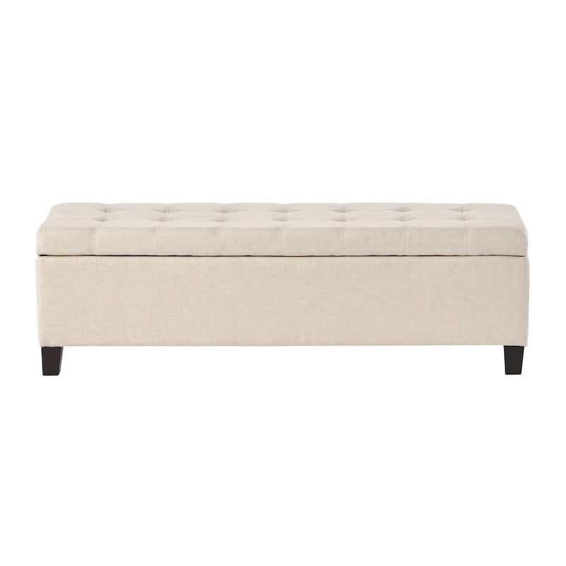 Banc de rangement en lin tufté Mission avec couvercle relevable – 128,27 cm de large