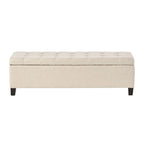 Banc de rangement en lin tufté Mission avec couvercle relevable – 128,27 cm de large