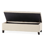 Banc de rangement en lin tufté Mission avec couvercle relevable – 128,27 cm de large