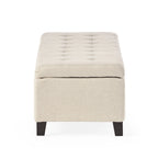 Banc de rangement en lin tufté Mission avec couvercle relevable – 128,27 cm de large