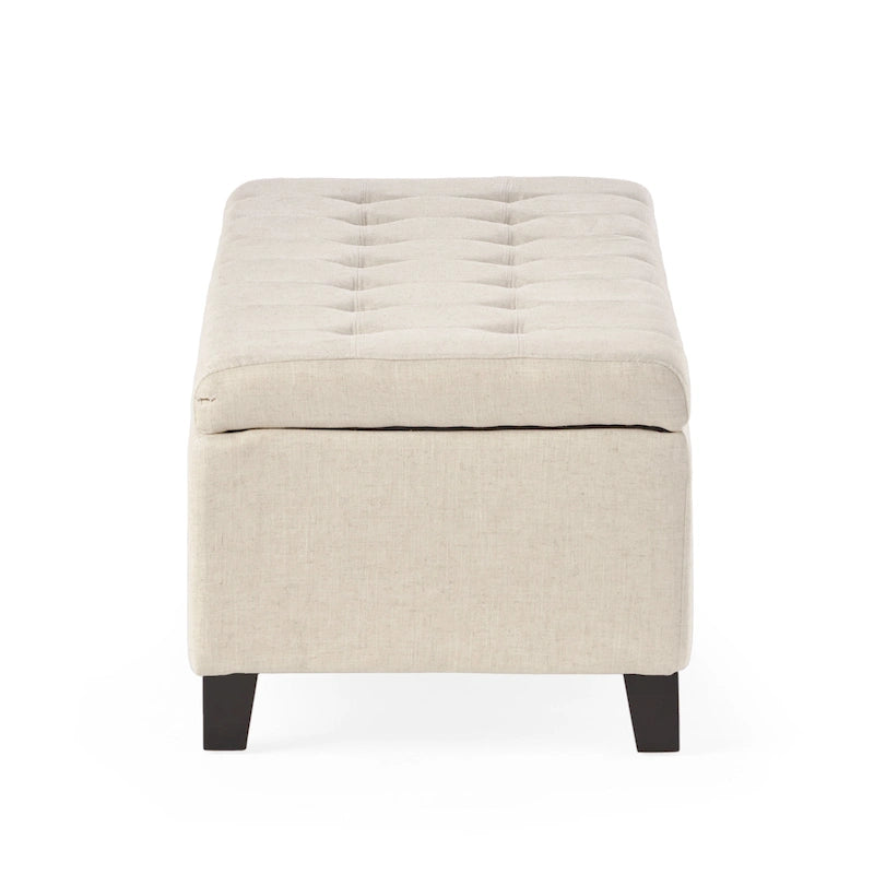 Banc de rangement en lin tufté Mission avec couvercle relevable – 128,27 cm de large