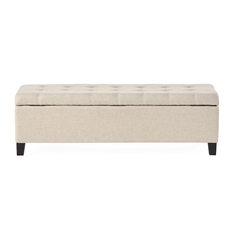 Banc de rangement en lin tufté Mission avec couvercle relevable – 128,27 cm de large