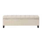 Banc de rangement en lin tufté Mission avec couvercle relevable – 128,27 cm de large