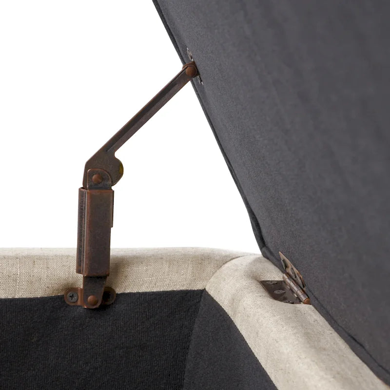Banc de rangement en lin tufté Mission avec couvercle relevable – 128,27 cm de large