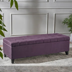 Banc de rangement en lin tufté Mission avec couvercle relevable – 128,27 cm de large
