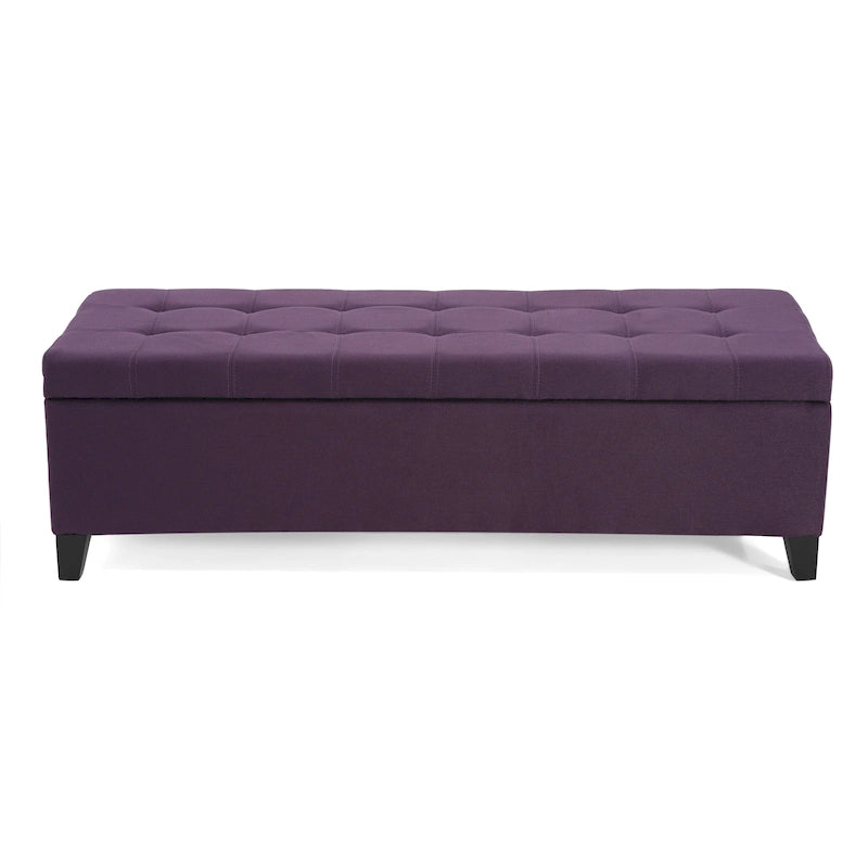 Banc de rangement en lin tufté Mission avec couvercle relevable – 128,27 cm de large