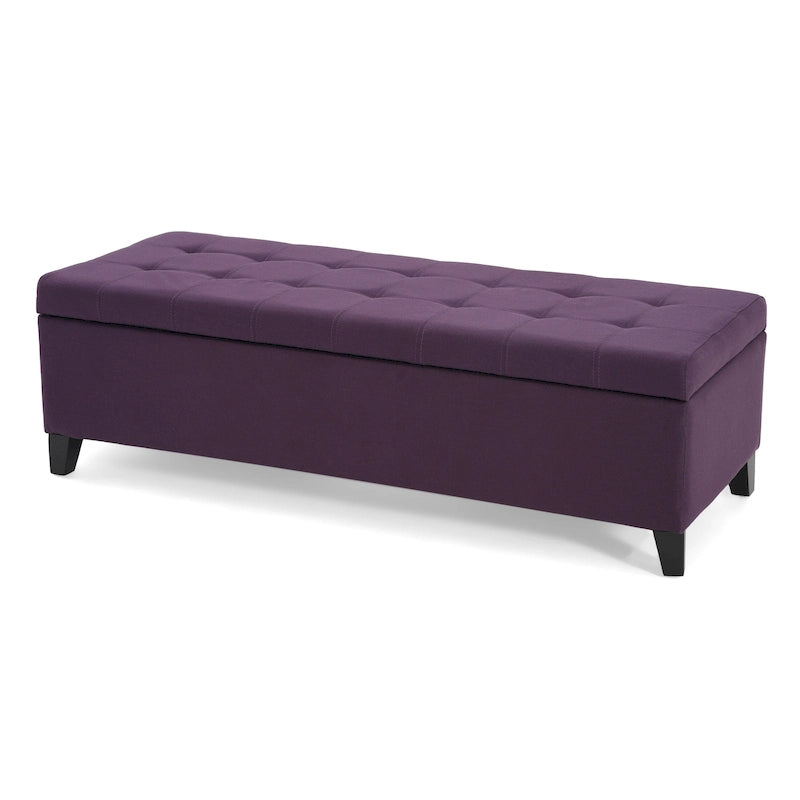 Banc de rangement en lin tufté Mission avec couvercle relevable – 128,27 cm de large