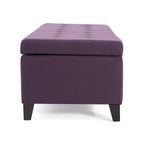 Banc de rangement en lin tufté Mission avec couvercle relevable – 128,27 cm de large