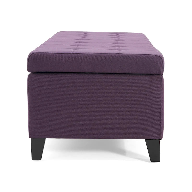 Banc de rangement en lin tufté Mission avec couvercle relevable – 128,27 cm de large