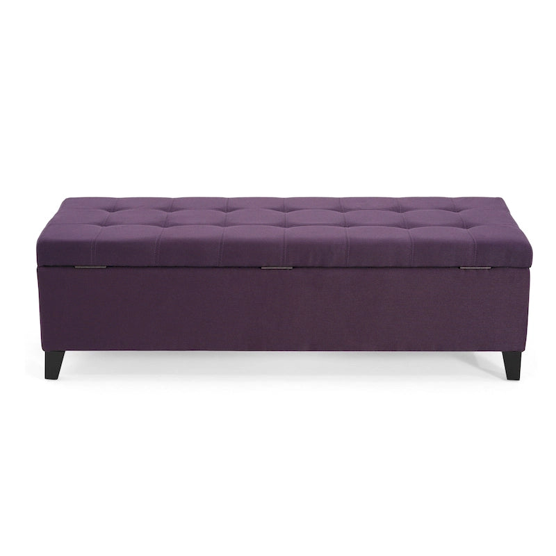 Banc de rangement en lin tufté Mission avec couvercle relevable – 128,27 cm de large