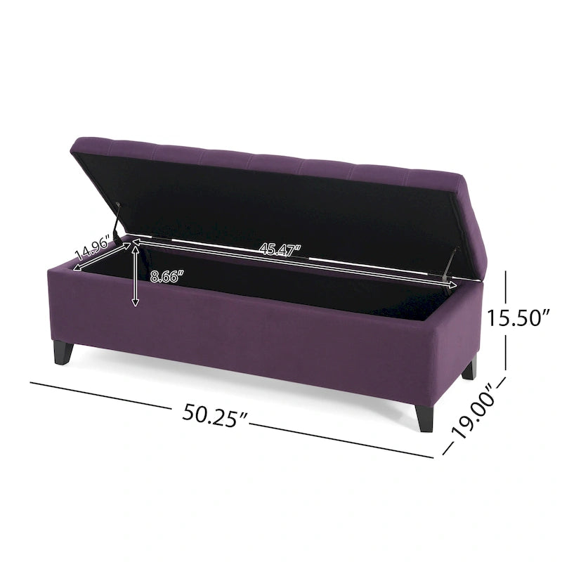 Banc de rangement en lin tufté Mission avec couvercle relevable – 128,27 cm de large