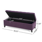 Banc de rangement en lin tufté Mission avec couvercle relevable – 128,27 cm de large
