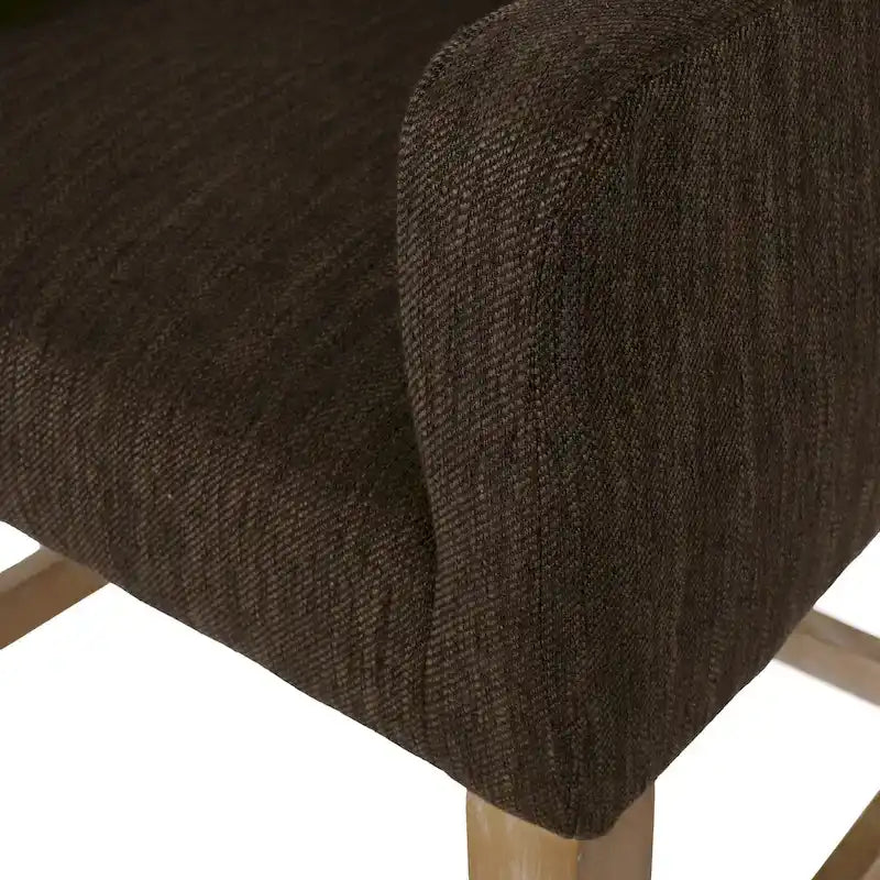 Tabouret de comptoir rembourré de 66 cm avec accoudoirs et piètement en H en bois d'hévéa