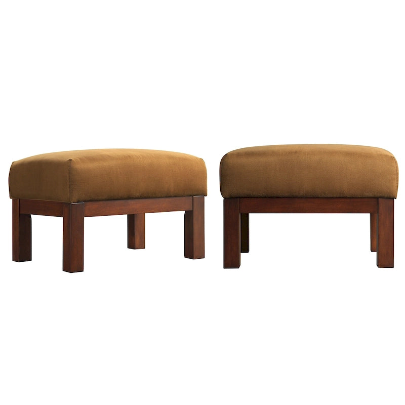 Ottoman en bois massif de style Mission avec coussin rembourré
