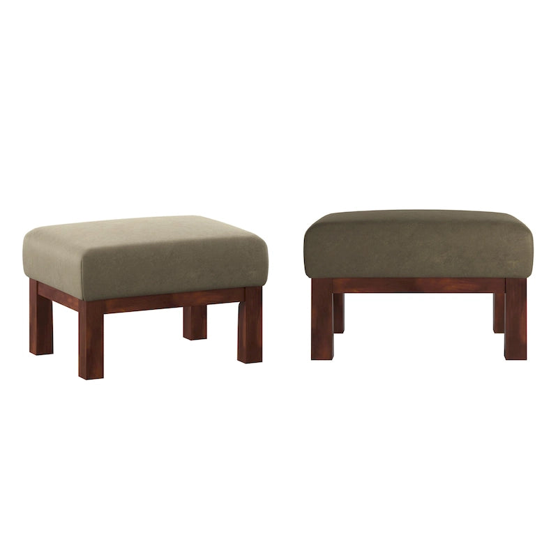 Ottoman en bois massif de style Mission avec coussin rembourré