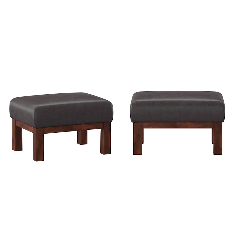Ottoman en bois massif de style Mission avec coussin rembourré