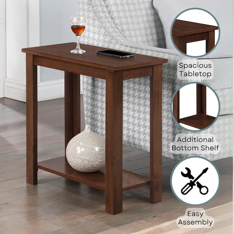 Table d'appoint de chevet avec étagère
