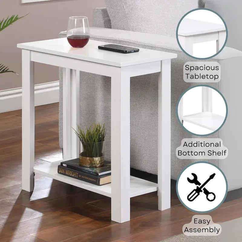 Table d'appoint de chevet avec étagère