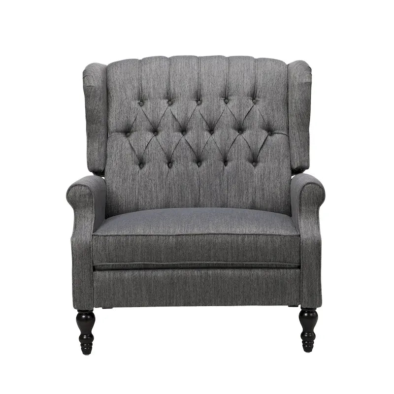Fauteuil inclinable à dossier haut et capitonné, avec clous décoratifs, en tissu surdimensionné