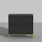 Table de chevet en bois de 31,5 W x 29,7 H avec 3 tiroirs, table d'appoint, commode noire