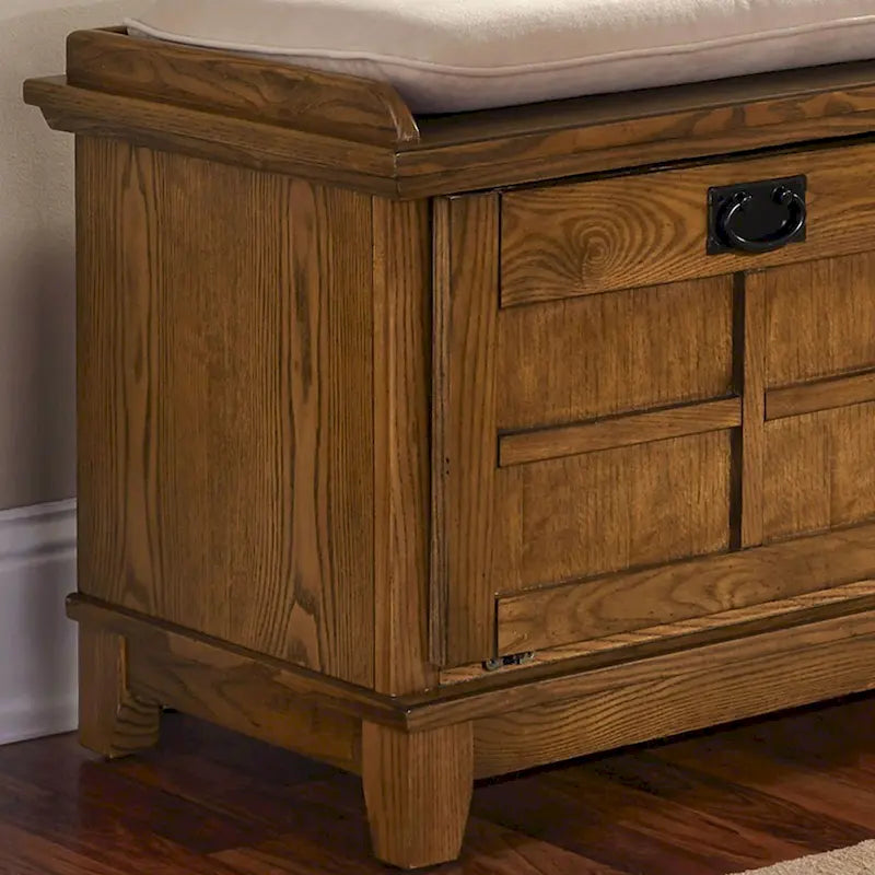 Banc de rangement capitonné de style Mission avec deux portes abattantes – 120 cm