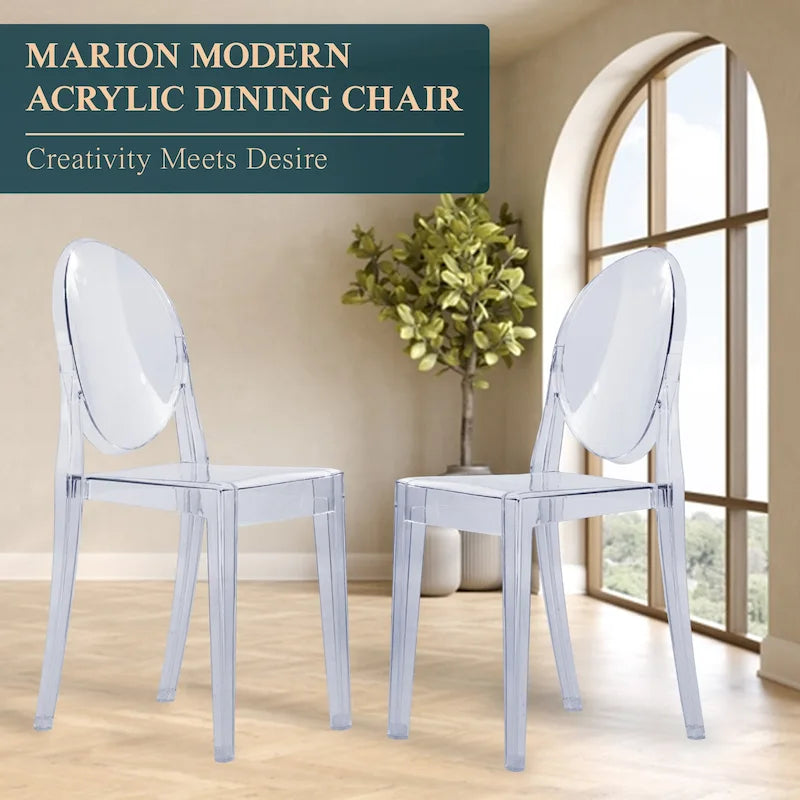 Chaise de salle à manger moderne en acrylique transparent – Empilable, aucun assemblage requis